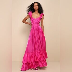 Lulu's Vibrant Pink Prom Dress